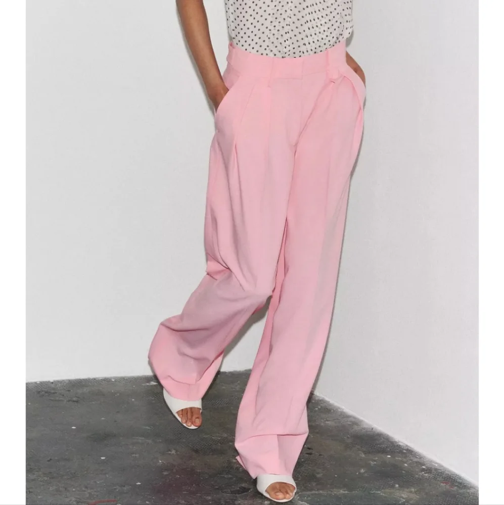 Zara  Wide Leg Pants Pastel Pink Size  L